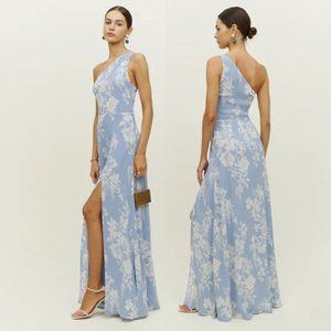 Reformation Evelyn Maxi Dress Aliso One Shoulder Strap Lined Floral Size 4